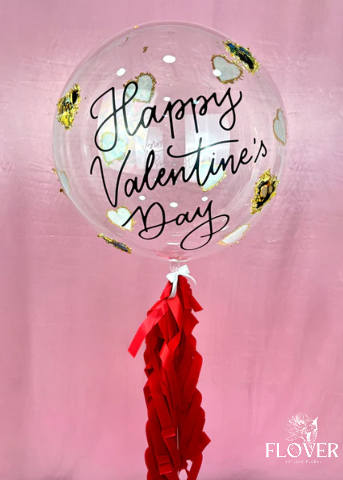 Globo burbuja con fotos “Happy Valentine’s Day”