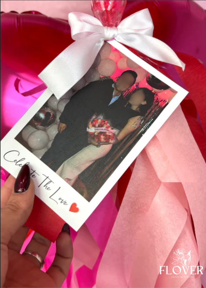 Globo burbuja lucky y corazones con foto